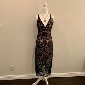 Vijiv Black Lace Form Fitting Dress